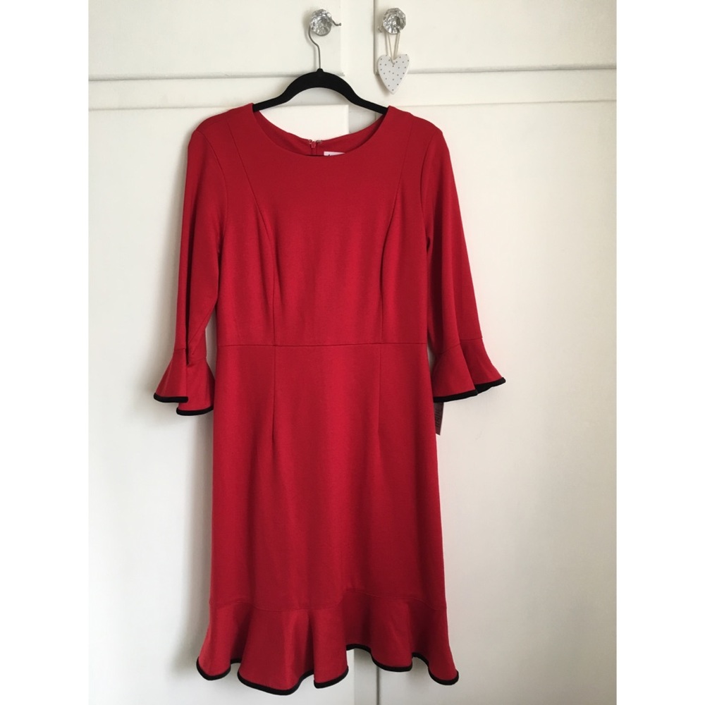 NEW Nanette Lepore Red Ruffle Bell Sleeve Dress 8